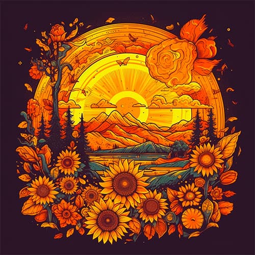 sunflowers and a sunlit summer landscape