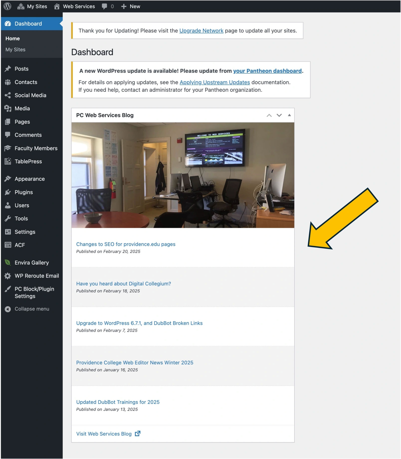 wordpress dashboard