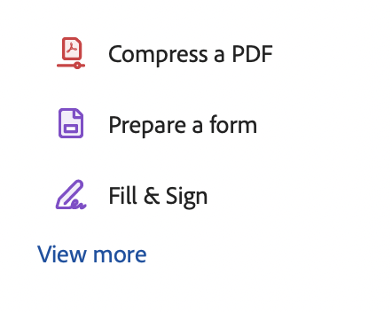 The bottom of the Acrobat sidebar, with "View More"