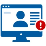 icon of a screen with an alert message attached